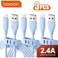 Toocki 3PCS USB Cable For iPhone 14 13 12Pro Max X XS XR 8 7 Plus iPad Fast Charging Charger Lighting Cable For iPhone Data Cord