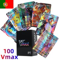 100Pcs Portuguese Pokemon Cards Holographic Vmax Letter with Rainbow Arceus Shiny Charizard trade card children toys