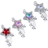5Pcs Pentagram Crystal Star Charms Fashion Meteor Alloy Y2K Style Pendants For DIY Jewelry Making Earrings Necklace Accessories
