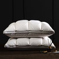 Oreillers en plumes d'oie blanches pour dormir, protection du cou du corps, oreillers de lit doux et confortables, housse 100% coton, luxe, 3D JXWhite