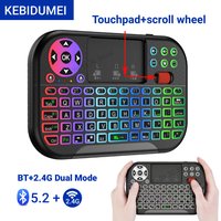 KEBIDUMEI Backlit Mini Wireless Keyboard BT 5.0 2.4G Air Mouse Touchpad Remote Control For Laptop TV BOX USB Receiver