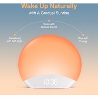 Awakening Wake Up Sunrise Alarm Clock Table Clock Dimmable with 3 Ring 8 Nightlight 26 Sound Sleep Timer Night Light