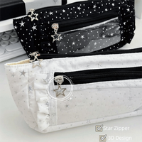 Zipper Star Pain Bag Large Capacity Lace Ruffle Student Pencil Case Transparent Window Pen Pouch for Students Gift
