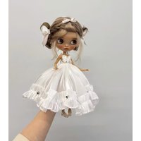 2025 vintage 1pcs Blythe French one-piece dress white 1/6 30cm(Fit for azone,Pullip,Ob22/24/26, Licca)