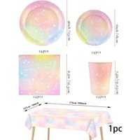 97/96/24/4/3/2/1 Rainbow Unicorn Party Tableware Tablecloth Pink Birthday Decoration Item Girls Disposable Cups Tissues Plates