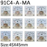91C4 Ammeter DC Analog 1A 2A 3A 5A 10A 20A 30A 50A 100A 200A 300A 500A Panel Mechanical Pointer Type Amper Meter Current Meter