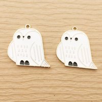 10pcs Owl Charm for Jewelry Making Enamel Pendants Earring Accessories Diy Supplies Zinc Alloy Gold Plated