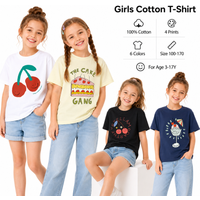 Cute Cherry T-shirt Girls summer clothes fashion cake ice cream kids t shirt %100 cotton top Vacation casual child short sleeves