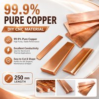 1pcs 99.9% Pure Copper Strip Red Copper Pad Copper Foil Copper Plate Bar DIY CNC Material 250mm Length