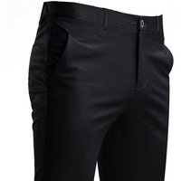 Pantalon de costume pour hommes, extensible, intelligent, décontracté, avec poches, couleur unie, droit, portable, pleine longueur, pour le travail à domicile, robe noire