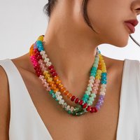 Bohemian Colorful Acrylic Beads Choker Necklace for Women Fashion Statement Clavicle Chain Aesthetic Y2K Neck Jewelry