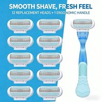 3-Layer Women's Razor Blades Refills Comfort Glide Shaver Women Body Hair Trimmer Replacement Mama Gift Shaving Blue