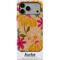 Aurbe Matte 2-in-1 Film Magsafe Case For iPhone 17 16 15 14 Plus 17 Pro Max Shockproof Hard Shell Bright Flowers Case