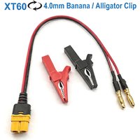 2-in-1 XT60 Connector to 4.0 Banana Plugs Adapter Cable With Alligator Clip Charging Cord for RC Lipo Battery Charge FPV Drone