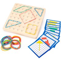 Wooden Geoboard with Rubber Bands Mathematical Manipulative Material Montessori Educational Toys Brain Teaser Kids Boys Girls