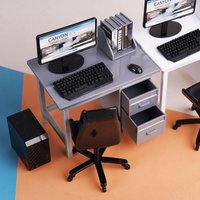 1set 1:12Scale Dollhouse Miniature Simulation Computer Keyboard Desk Chair Kit Home Study Room Furniture Decor Micro Scene Props