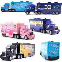 Disney Pixar Cars Lightning McQueen Rusteze No:36 Mack Truck Alloy Diecast Cargo Trailer Toys Collectible Car Model Kids Gifts