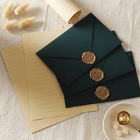Dark Green Thick 200g Envelopes Letter Set Vintage Kraft Paper for Wedding Baby Shower Birthday Greeting Card Invitation