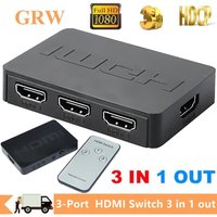 GRWIBEOU 3 Ports HDMI-Compatible Switcher 3 Input 1 Output 1080P HDMI Video Splitter Hub Adapter for Xbox DVD HDTV PC Laptop TV