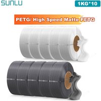 SUNLU 10 kg PETG/ Hochgeschwindigkeits-Matt-PETG-Filament 1,75 mm 1 kg ohne Tablett, 3D-Drucker-Filament für 3D-Drucker, Refll-Filament