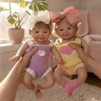 AnjoDoll 13Inch Realistic Soft Silicone Vivienne for Girls Lifelike Painted Reborn Muñeca with Open Mouth Play Doll Toy Gifts
