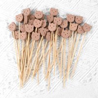 50Pcs Bear Disposable Bamboo Food Fruit Toothpicks Buffet Cake Dessert Fork Stick for Wedding Birthday Party Decoration Supplies