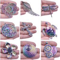 2pcs Skull/Steampunk Charm Rainbow Filigree Hearts Charms For Jewelry Making Bulk DIY Flowers Pendant Turtle Animal Accessories