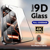 2Pcs Full-Screen Tempered Glass Screen Protectors for Iphone 17 16 15 14 13 12 11 Pro Max 16e Air 15 14 Plus 13 12 Mini Glass