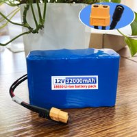 12V 30ah 40A BMS Orline Battery 18650 32000mAh Lithium Ion High Capacity Battery XT60 Dc5521 400W High Power Motorcycle Lamp