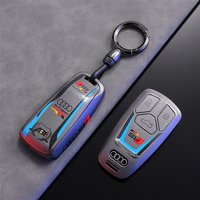 Sport Style Car Remote Key Case Fob Cover Shell For Audi A3 A4 B9 A6 A7 4K A8 E-tron Q5 Q8 C8 D5 SQ8 Keychain Accessory Sticker