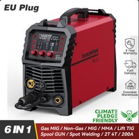 ARCCAPTAIN MIG-Schweißgerät 6-in-1 220V 200A Inverter IGBT Halbautomatisch MMA Lift TIG Gas/Gaslos MIG 2T 4T für Heimwerker