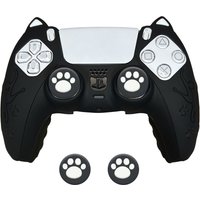 Cute Cat Paw Protective Cover Skin for PlayStation 5 DualSense PS5 Controller Silicone Gamepad Case with 2pcs Joystick Grips Cap