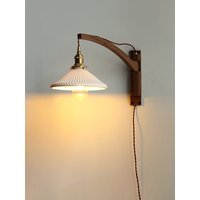 Japanese Adjustable Solid Wood Wall Lamp ceramics lampshade Bedroom Bedside Reading light Vintage Retro LED Wall Lights Fexible