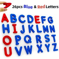 Red & Blue English Letter Magnetic Stickers Number Refrigerator Magnetic Stickers Alphabet Spelling Educational Kids Toys