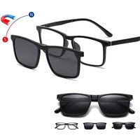 AliExpress NINJONA 9511A 2 in 1 Sunglasses Cycling-TR90 Sports Vintage Magnetic Clip-On Spectacle Square Frames Alloy Hinge Sunglasses Set