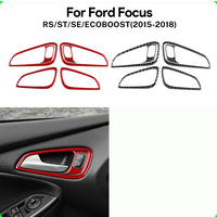 LHD RHD Car Real Soft Carbon Fiber Sticker For Ford Focus SE RS ST Ecoboost 2015 2016 2017 2018 Inner Door Handle Panel Trim