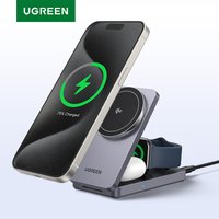 UGREEN 3-in-1 MFi 15W MAX Magnetic Wireless Charger Qi2 Charging Stand For iPhone 16 17 Pro Max For MagSafe Fast Charger