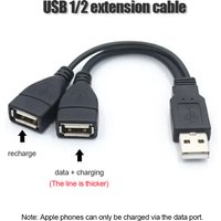 USB 1/2 connection cable, one male to two female USB splitter, data charging two not wrong computer USB cable