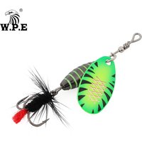 W.P.E 1pcs Spinner Lure 3.7g/5.3g/8.2g/10.5g Bait Metal Brass Spoon Hard Lure Feather Treble Hook Fake Lure Fishing Tackle Pesca