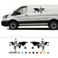 Auto Seite Körper Aufkleber Grafiken Weltkarte Kompass Edition Dekor Aufkleber Für Van SUV Camper RV Wohnmobil Fracht Auto DIY Vinyl Abdeckung
