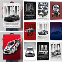 (Lancia) Car 3D Textured Metal Posters Custom Wall Art Aesthetic Vintage Metal Tin Signs for Man Cave Room Ornaments Desk Decor