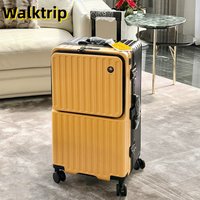 Rolling Luggage Front Opening Pocket Women Suitcase PC Material with Aluminum Frame TSA Lock Charging Port Travel 20/24/26inch