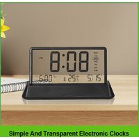 Creative Clear Digital Alarm Clock Temperature Date Week Display Transparent Electronic Clock Snooze Function Desktop Clock