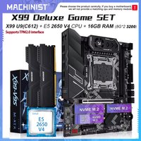 X99 V9S MACHINIST TPM2.0 Motherboard LGA 2011-3 Kit Xeon 2650 V4 cpu Four channels DDR4 2X8GB RAM C612 chip 3*NVME M.2 SATA3.0