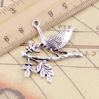 10pcs Charms Bird Standing Branch 35x42mm Tibetan Silver Color Pendants Antique Jewelry Making DIY Handmade Craft