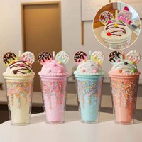 450ml Cute Water Bottle for Girls with Sequins BPA FREE Double Wall Tumbler with Straw Reusable Smoothie Cup Drinkware Xmas Gift