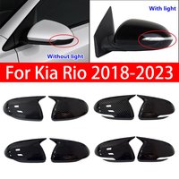 For For Kia Rio 2018-2023 Car Sticker Rearview Side Mirror Cover Wing Cap Exterior Door Rear View Case Trim Carbon Fiber Look