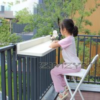 Outdoor Balcony Hanging Table Bistro Bar Desk Folding Tea Table with Mounting Bracket Portable Hanging Shelf for Patio Garden