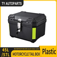 45L57L coffre de moto boîte de casque universelle moto boîtier supérieur ABS boîte arrière fixation rétractable et mécanisme d'attache de sécurité boîte à outils étanche avec serrure de sécurité