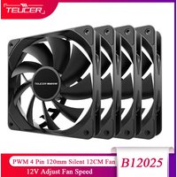 TEUCER PC Computer Case Fan PWM 4 Pin 120mm Silent 12CM Fan CPU Cooler Cooling Fan Cooling Radiator Fan 12V Adjust Fan Speed